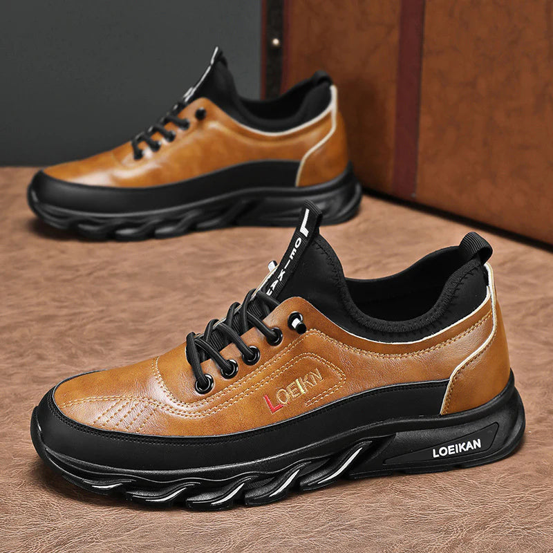 Men's Casual Fashion Orthopedic Hiking Shoes – Anti-Puncture, Anti-Collision, Non-Slip Arch Support Leather Outdoor Sports Shoes for All-Terrain Performance
