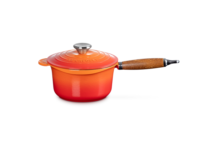 Cast Iron Saucepan with Wooden Handle