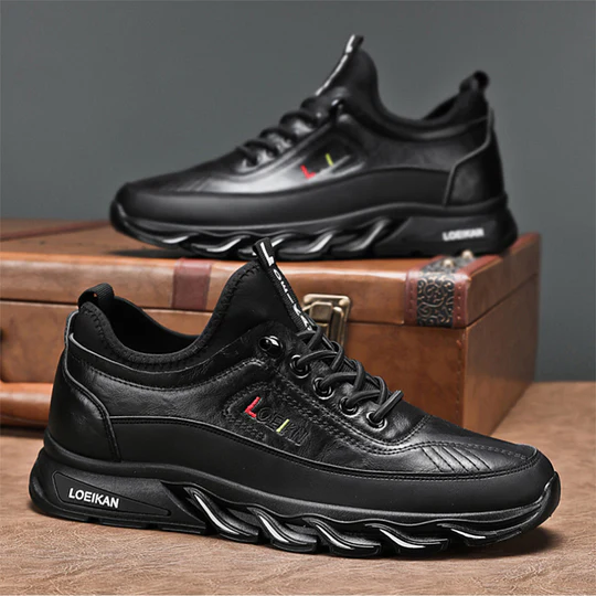 Men's Casual Fashion Orthopedic Hiking Shoes – Anti-Puncture, Anti-Collision, Non-Slip Arch Support Leather Outdoor Sports Shoes for All-Terrain Performance